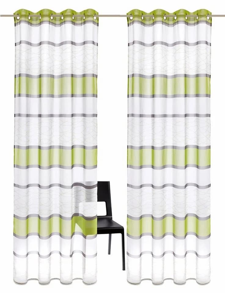 OTTO HOME Gardine Jay Grün Querstreifen 2-er Set Voile