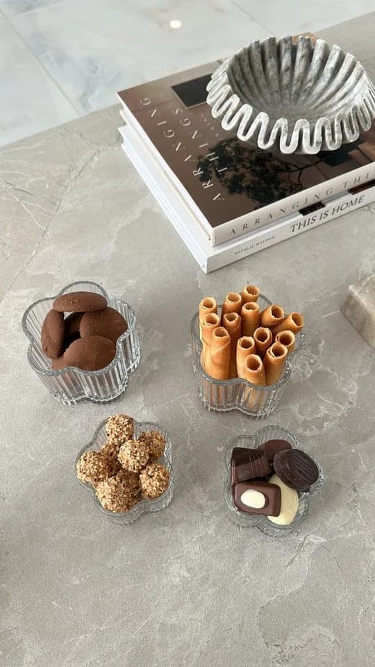 EmirtexHome Snackschale Clover Relief 6er Set Glas Transparent
