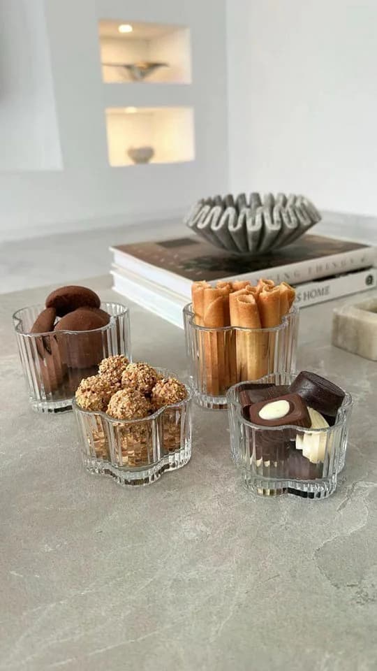 EmirtexHome Snackschale Clover Relief 6er Set Glas Transparent - Bild 2