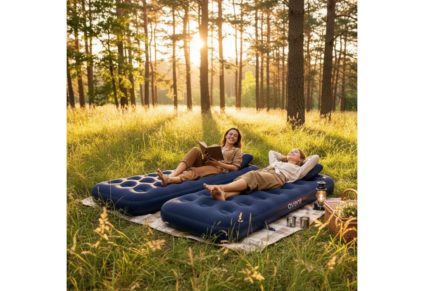 Avenli Luftbett-Set 2x Campingmatratze mit Kissen Blau - Bild 3