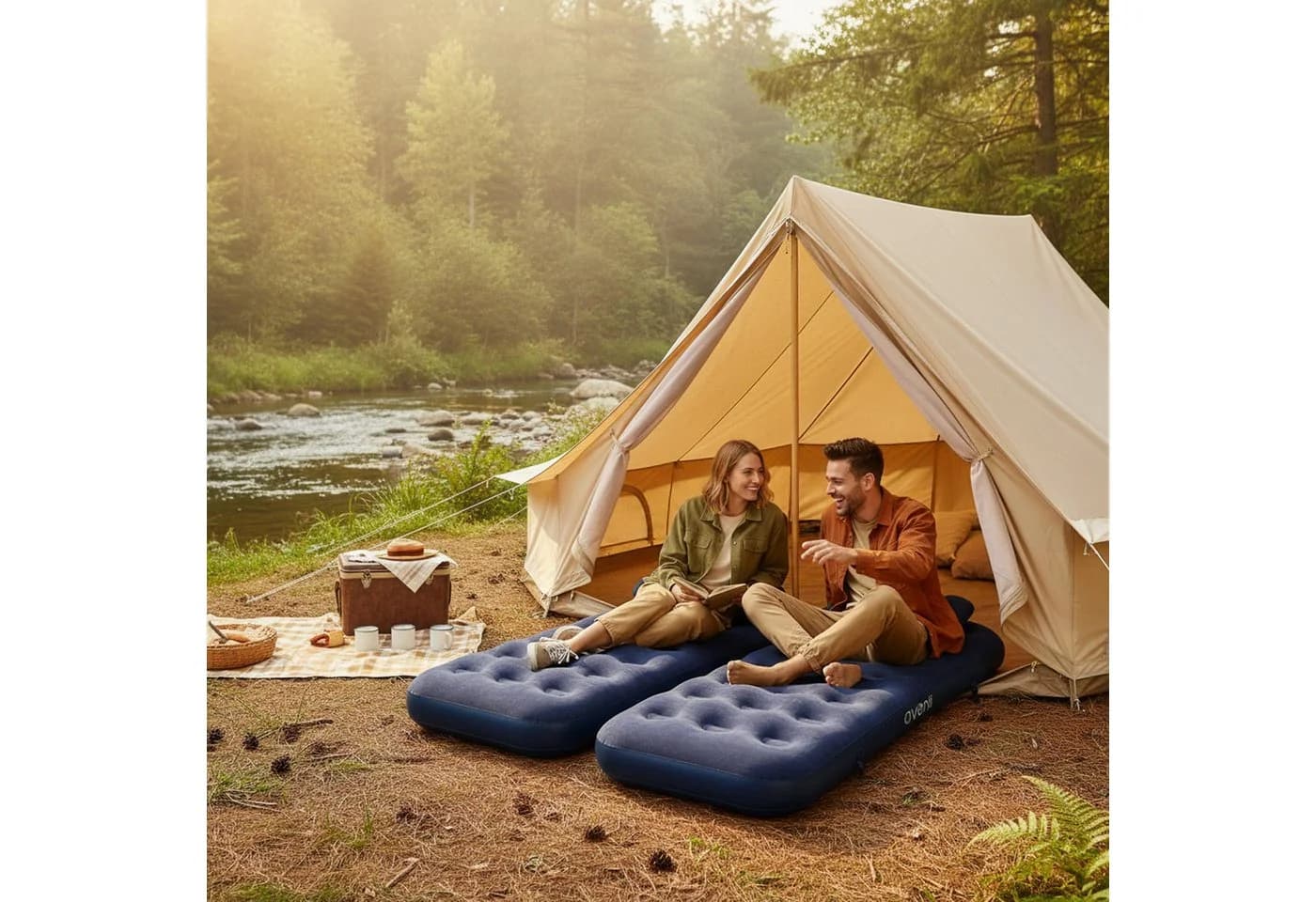 Avenli Luftbett-Set 2x Campingmatratze mit Kissen Blau - Bild 5