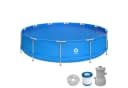 Avenli Framepool 420x84 cm Stahlrahmenpool mit Pumpe Blau Bild 2