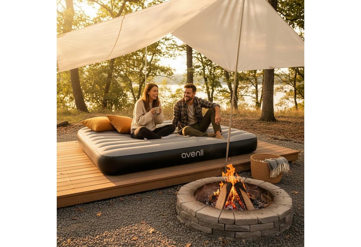 Avenli Luftbett Camping Grau Schwarz 191x137x25cm - Bild 5