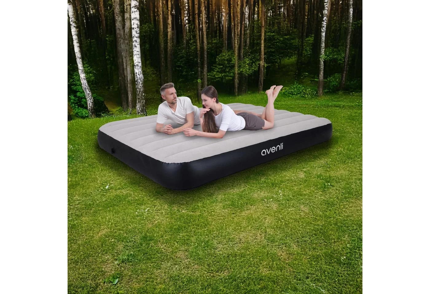 Avenli Luftbett Queen-Size Grau Schwarz Camping Outdoor