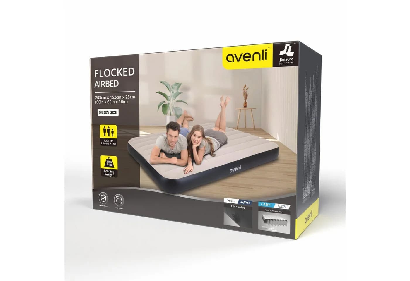 Avenli Luftbett Queen-Size Grau Schwarz Camping Outdoor - Bild 5
