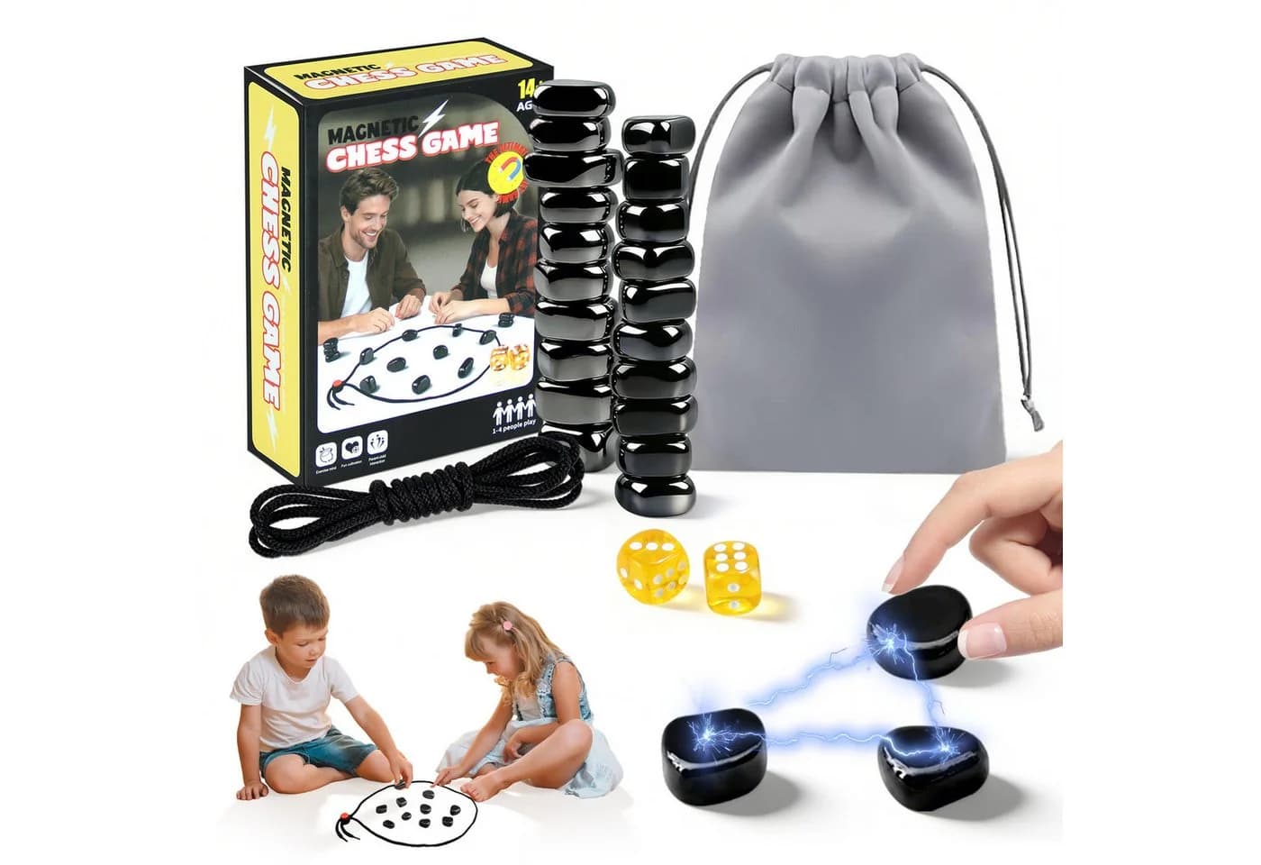 Bundviel Magnetisches Schachspiel Schwarz Reise-Lernspielzeug - Bild 2