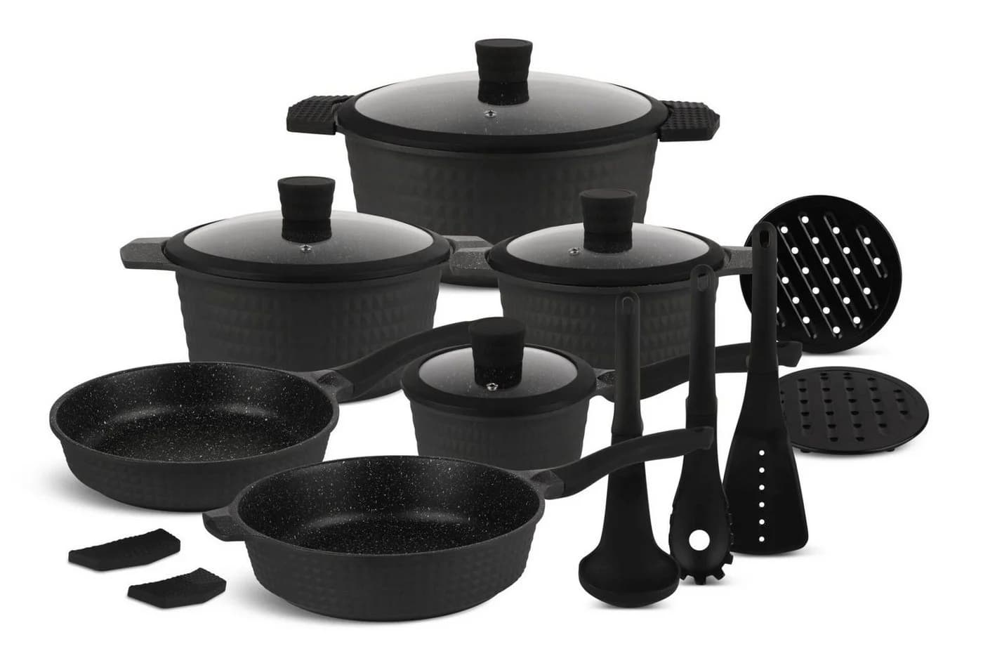 Edenberg Topf-Set 15 Tlg. Schwarz mit Marmor-Keramikbeschichtung - Bild 2