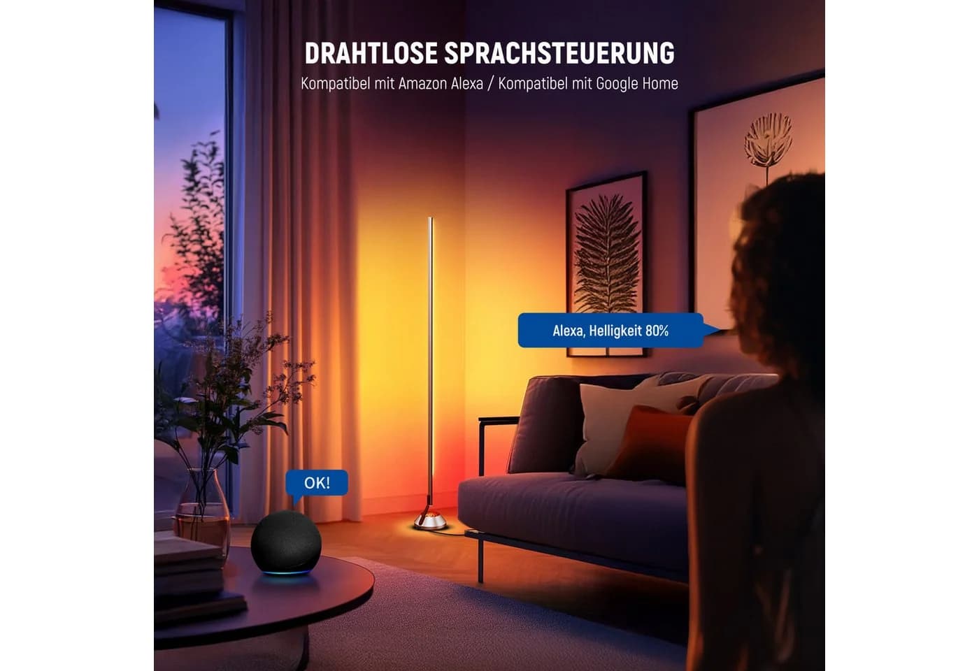 Neewer NF01 Smart LED Stehlampe RGBW Grau mit App-Steuerung