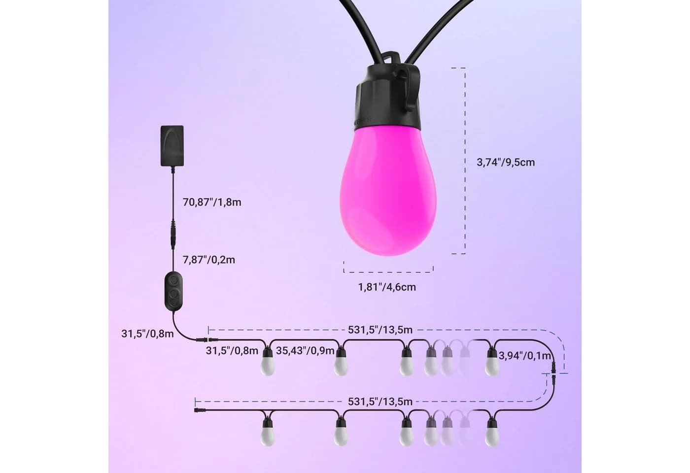Neewer LED-Lichterkette NR01 30m RGBW Smart AI Dimmbar IP65