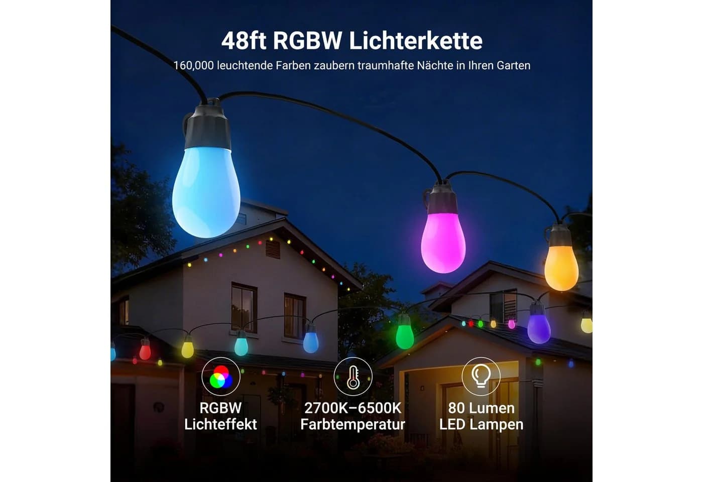 Neewer LED-Lichterkette NR01 30m RGBW Smart AI Dimmbar IP65 - Bild 3
