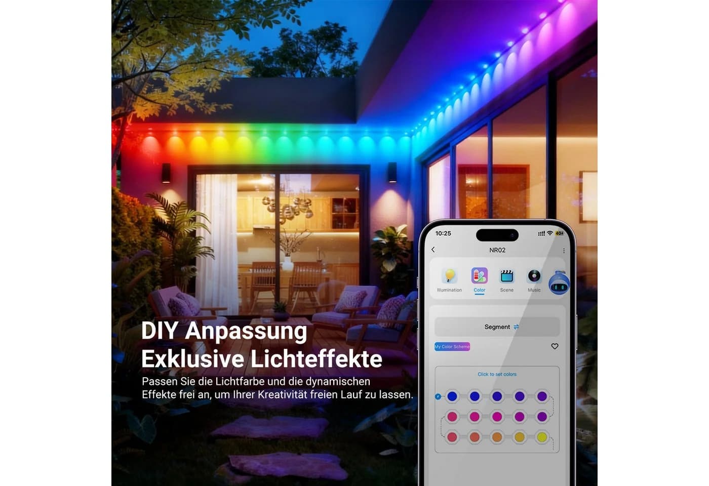Neewer LED-Lichterkette NR02 RGBCW Außenbeleuchtung mit App-Steuerung - Bild 4