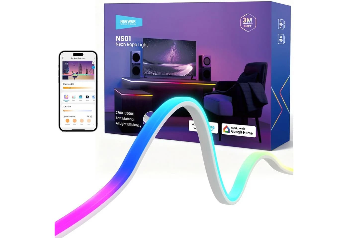 Neewer LED Stripe NS01 RGB Lichtleiste mit App-Steuerung - Bild 2