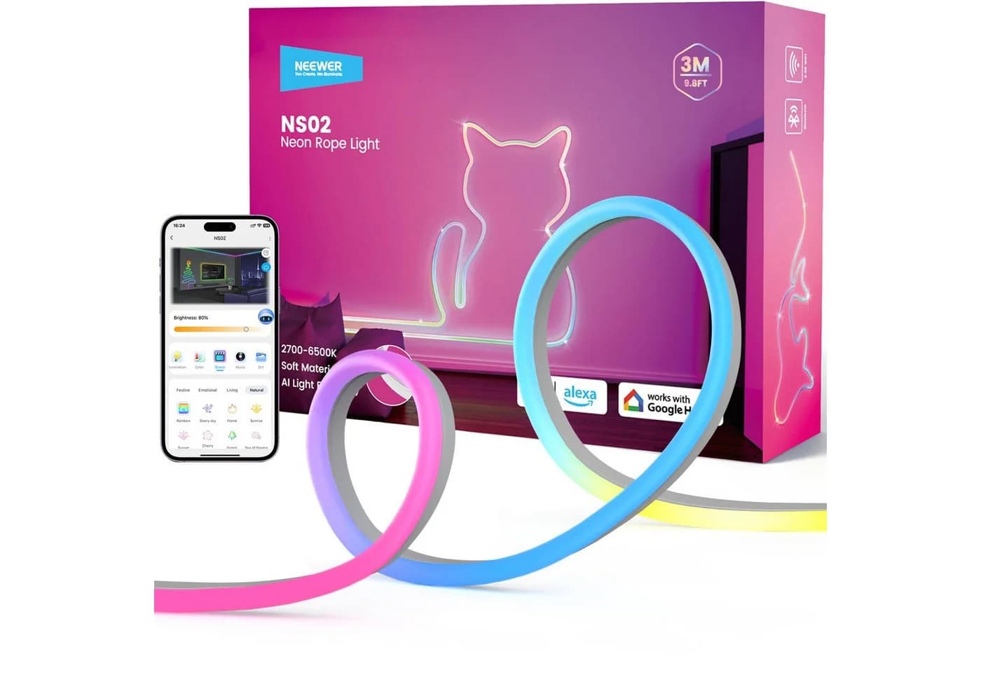 Neewer LED Stripe NS02 3m RGB Lichtleiste Smart AI - Bild 2