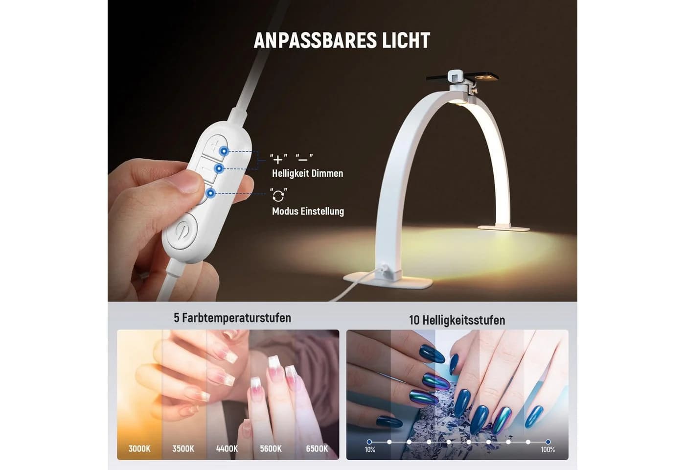 Neewer LED Schreibtischlampe 36W Klappbar 3000K-6500K - Bild 5
