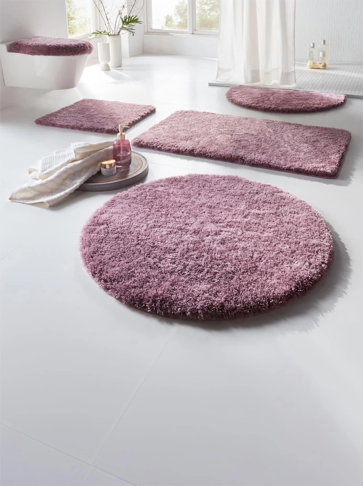 Badematte HEINE HOME Gr. 7, lila (mauve), rund, 75 cm