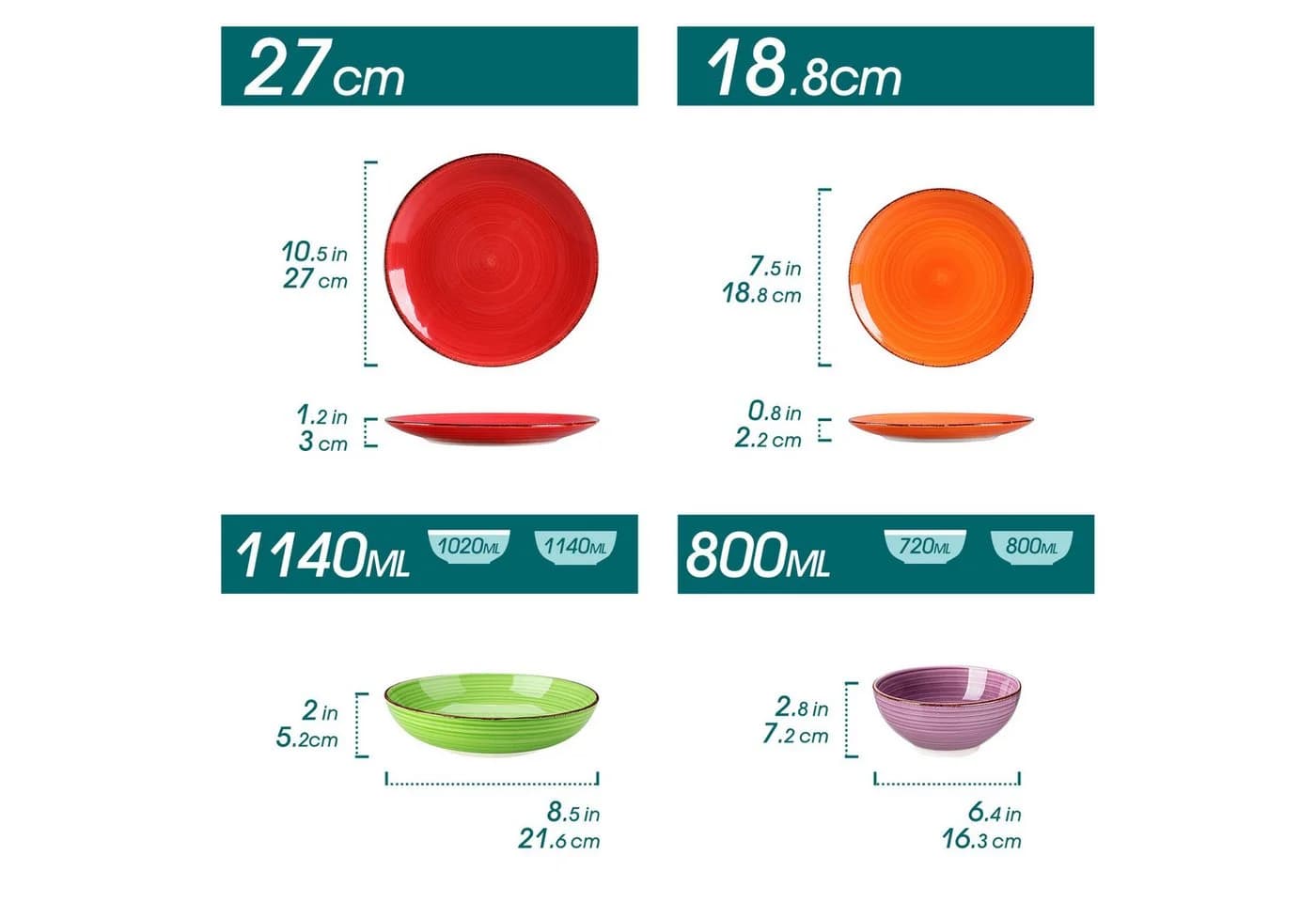 vancasso Geschirr-Set 24-tlg. Steingut Bunt Modernes Design