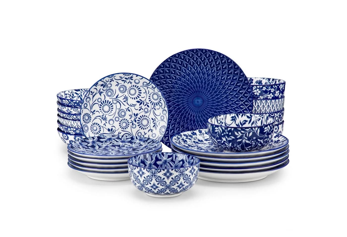 vancasso Geschirr-Set 24-tlg. Blau/Weiß Porzellan Tafelservice - Bild 2