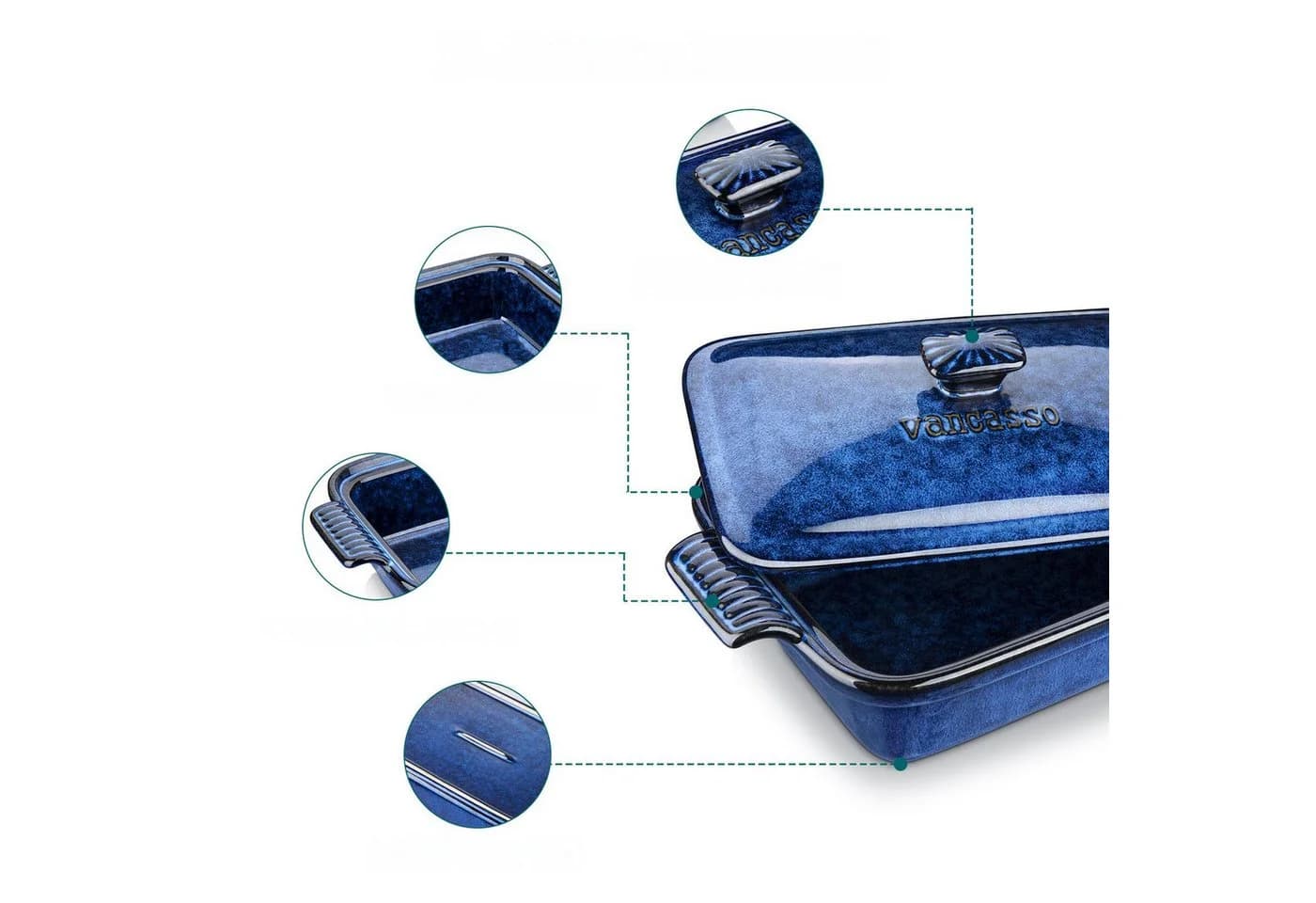 vancasso Backform 1-tlg. mit Deckel Blau Steingut - Bild 5