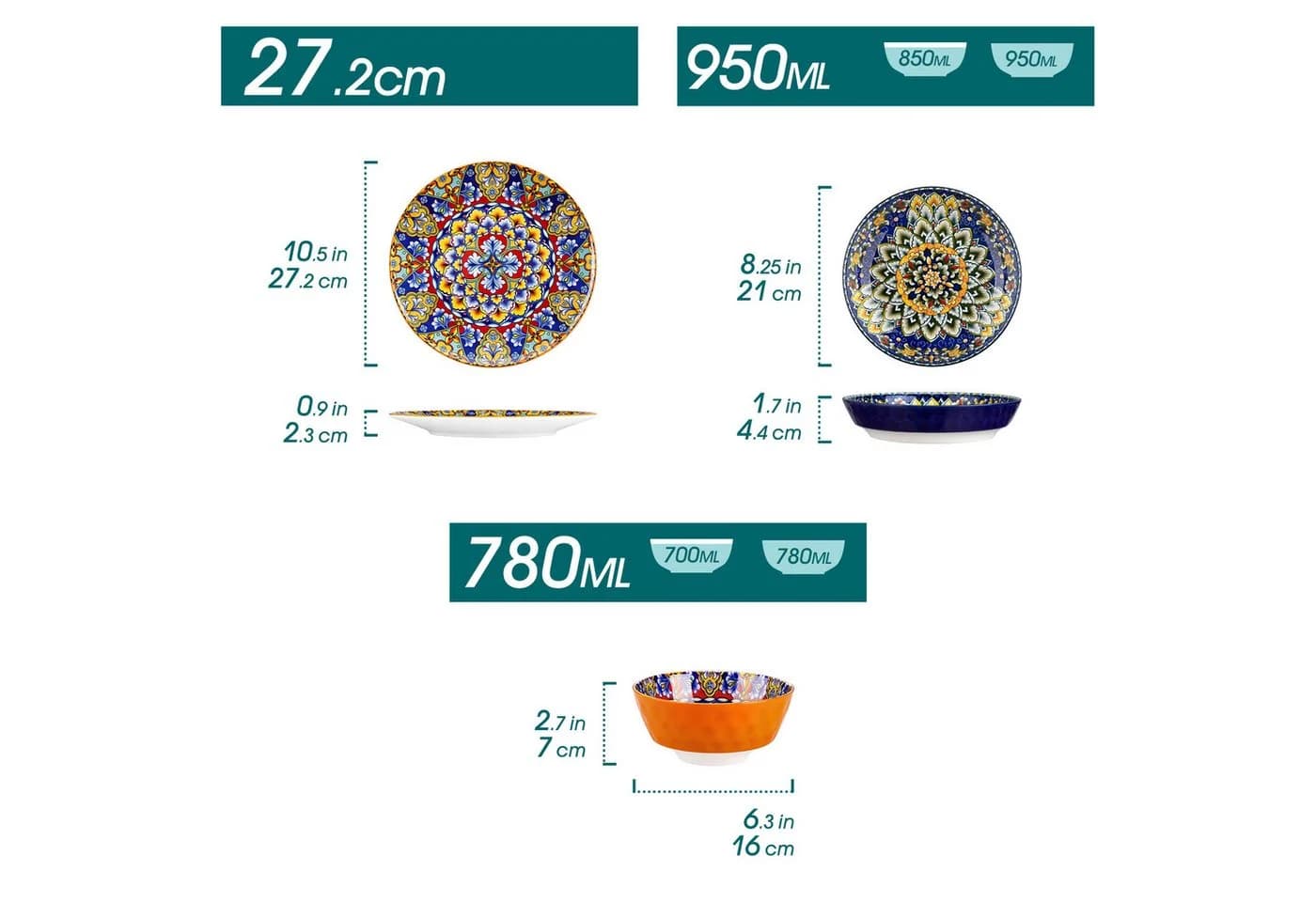 vancasso Geschirr-Set 18-tlg. BOHO-Stil bunt Porzellan