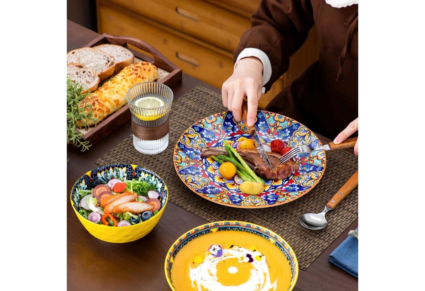 vancasso Geschirr-Set 18-tlg. BOHO-Stil bunt Porzellan - Bild 4