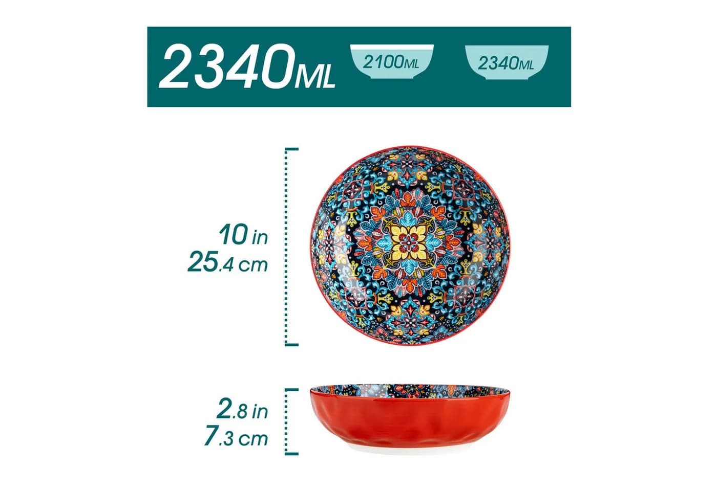 vancasso Pastateller Suppenschale Boho-Stil Bunt/Rot Porzellan (2 St)