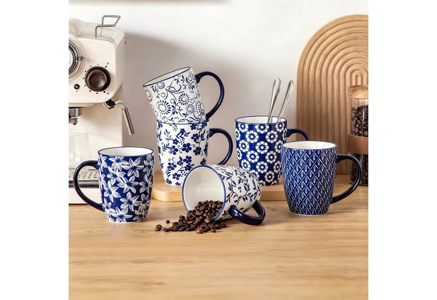 vancasso Tassen Set 6-tlg. Blau/Weiß Porzellan