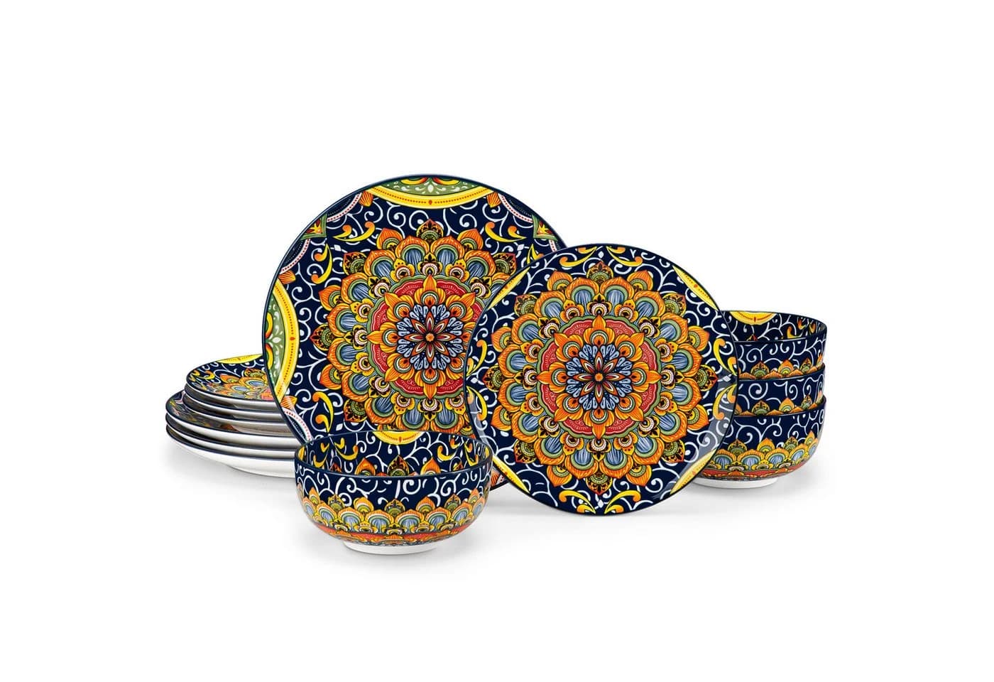 vancasso Geschirr-Set 12-tlg. Porzellan BOHO-Stil Grün - Bild 2