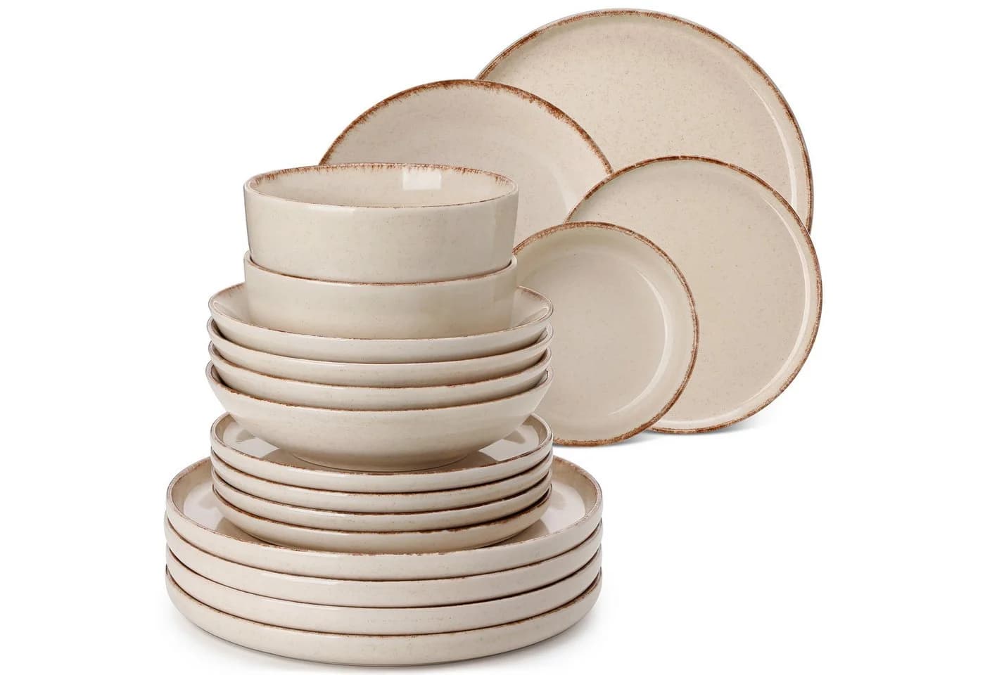 vancasso Geschirr-Set 24-tlg. Steingut Beige/Weiß Reaktivglasur - Bild 2