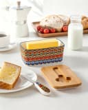vancasso Butterdose Porzellan Boho-Stil mit Deckel und Messer Bild 3