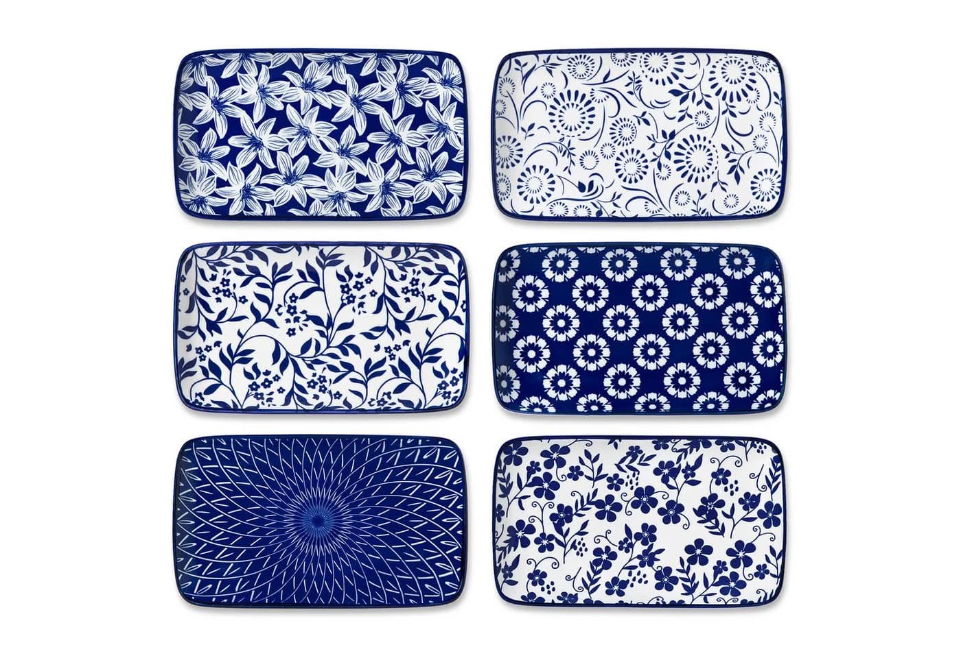 vancasso Sushiteller Set 6-tlg. Rechteckig Blau/Weiß Porzellan - Bild 2