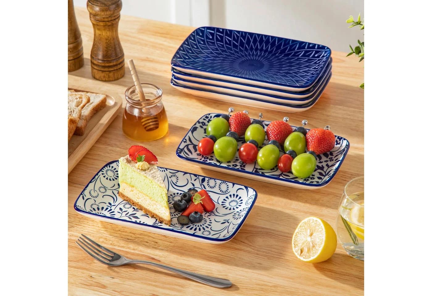 vancasso Sushiteller Set 6-tlg. Rechteckig Blau/Weiß Porzellan - Bild 4