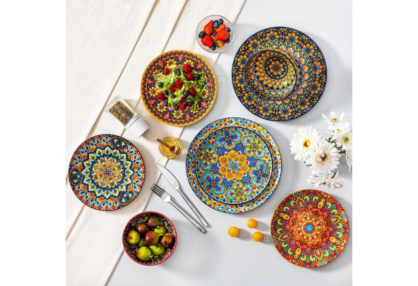 Vancasso Speiseteller 6-tlg. Boho-Stil Bunt Porzellan - Bild 4