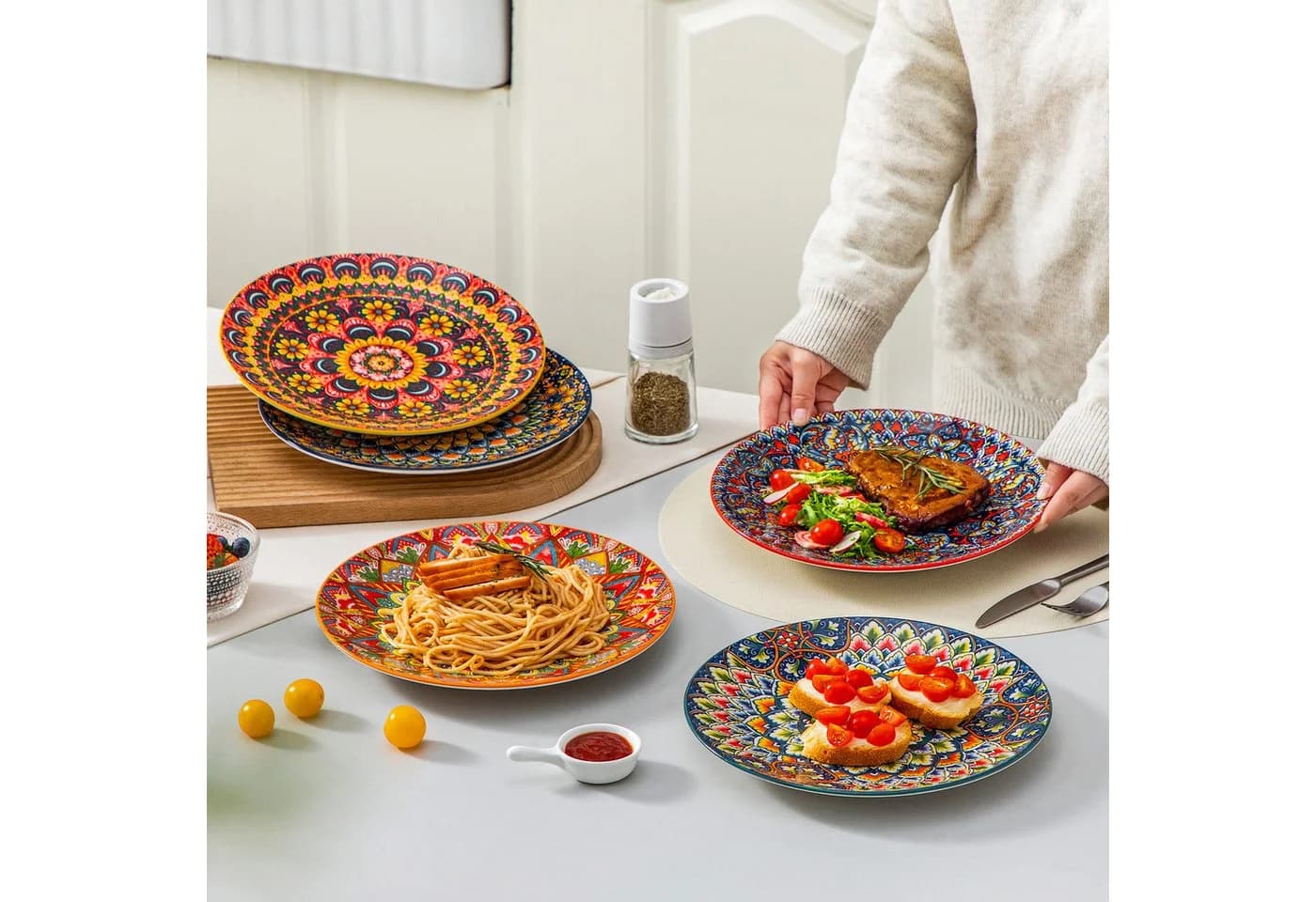 Vancasso Speiseteller 6-tlg. Boho-Stil Bunt Porzellan - Bild 5
