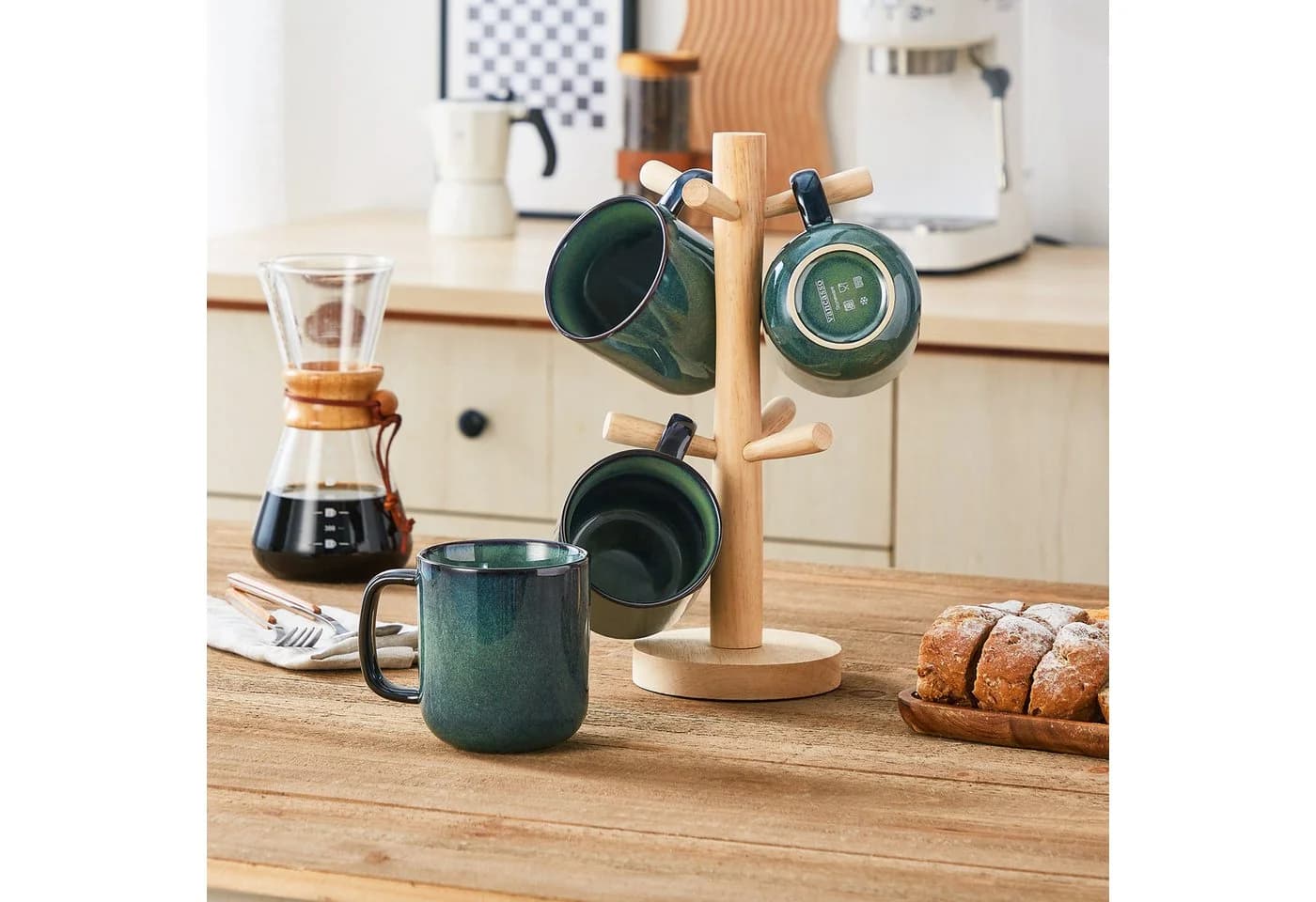 vancasso Kaffeeservice 4-tlg. Steingut Tasse Grün Reaktivglasur - Bild 4