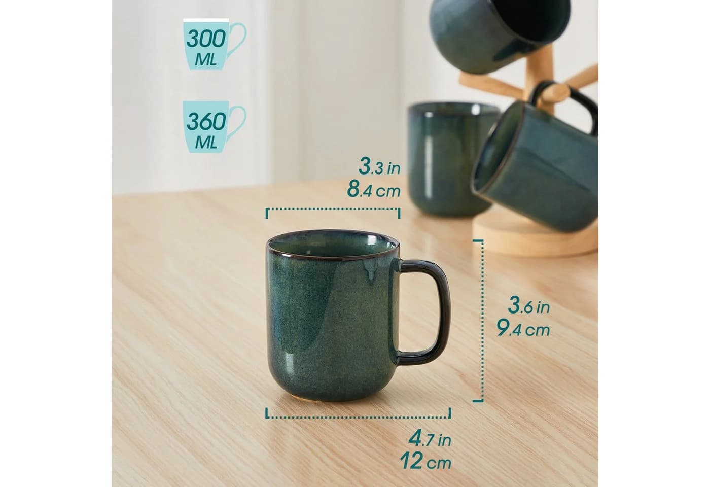 Vancasso Becher-Set 4-tlg. Steingut Grün Reaktivglasur