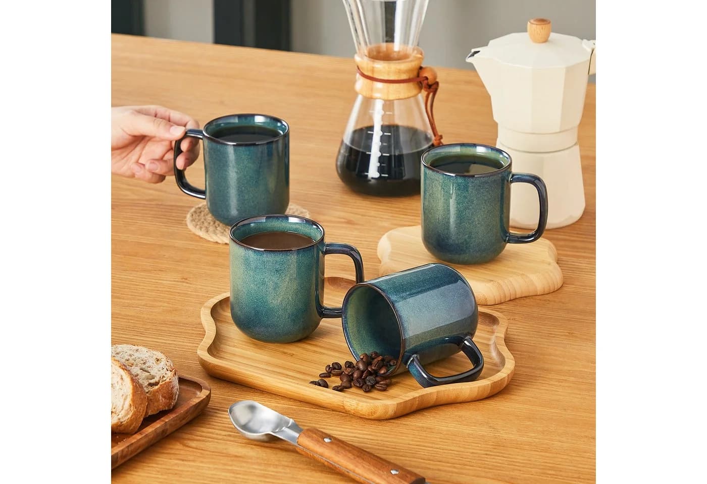 Vancasso Becher-Set 4-tlg. Steingut Grün Reaktivglasur - Bild 5