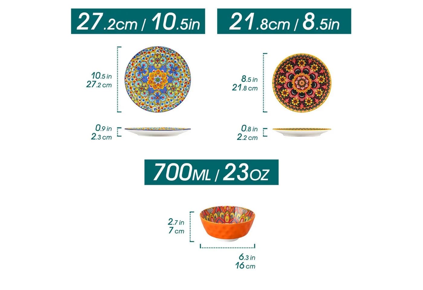 vancasso Geschirr-Set LUMI 18-tlg. Porzellan Bunt Boho-Stil