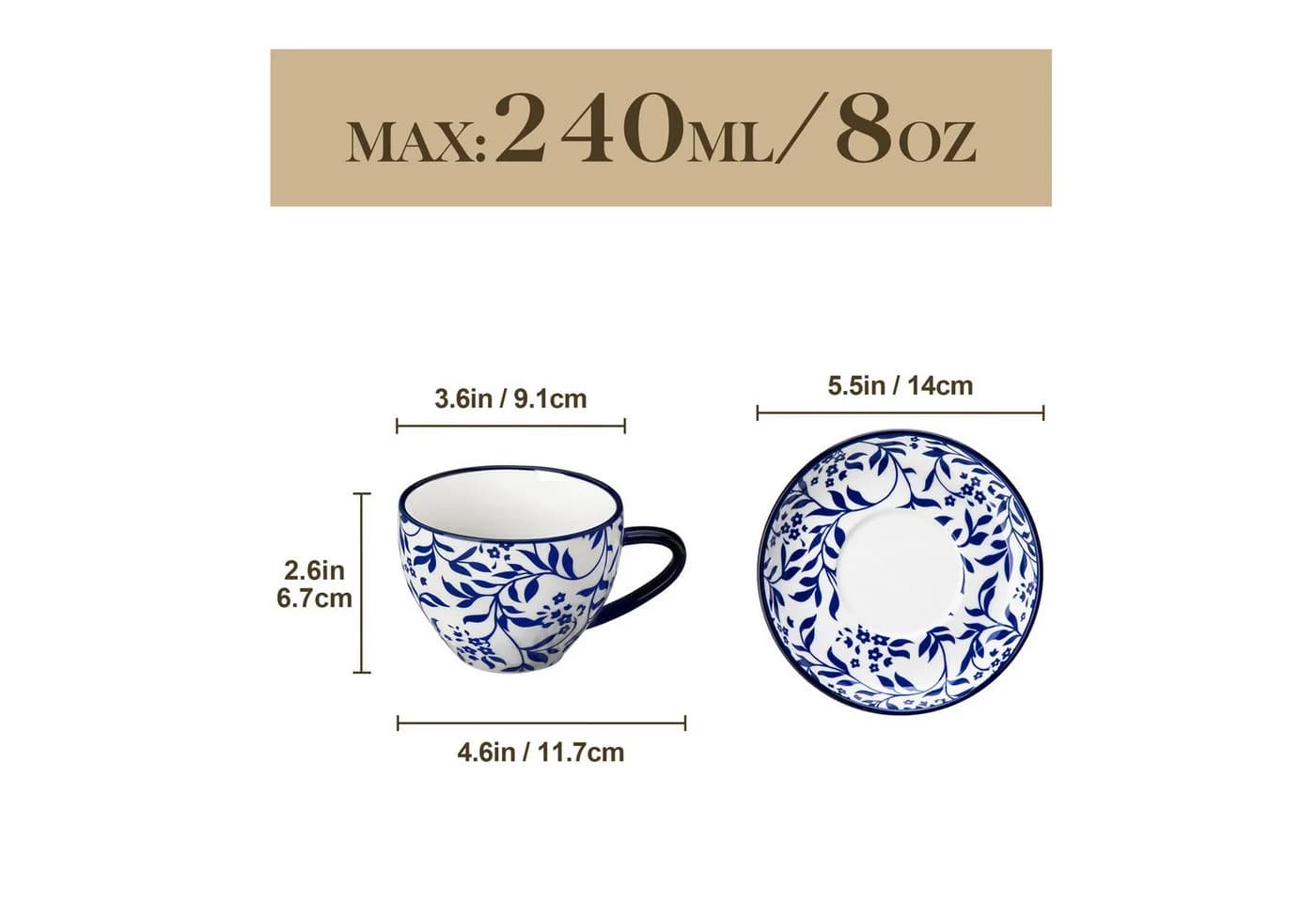 vancasso Kaffeeservice 4-tlg. Porzellan Blau/Weiß