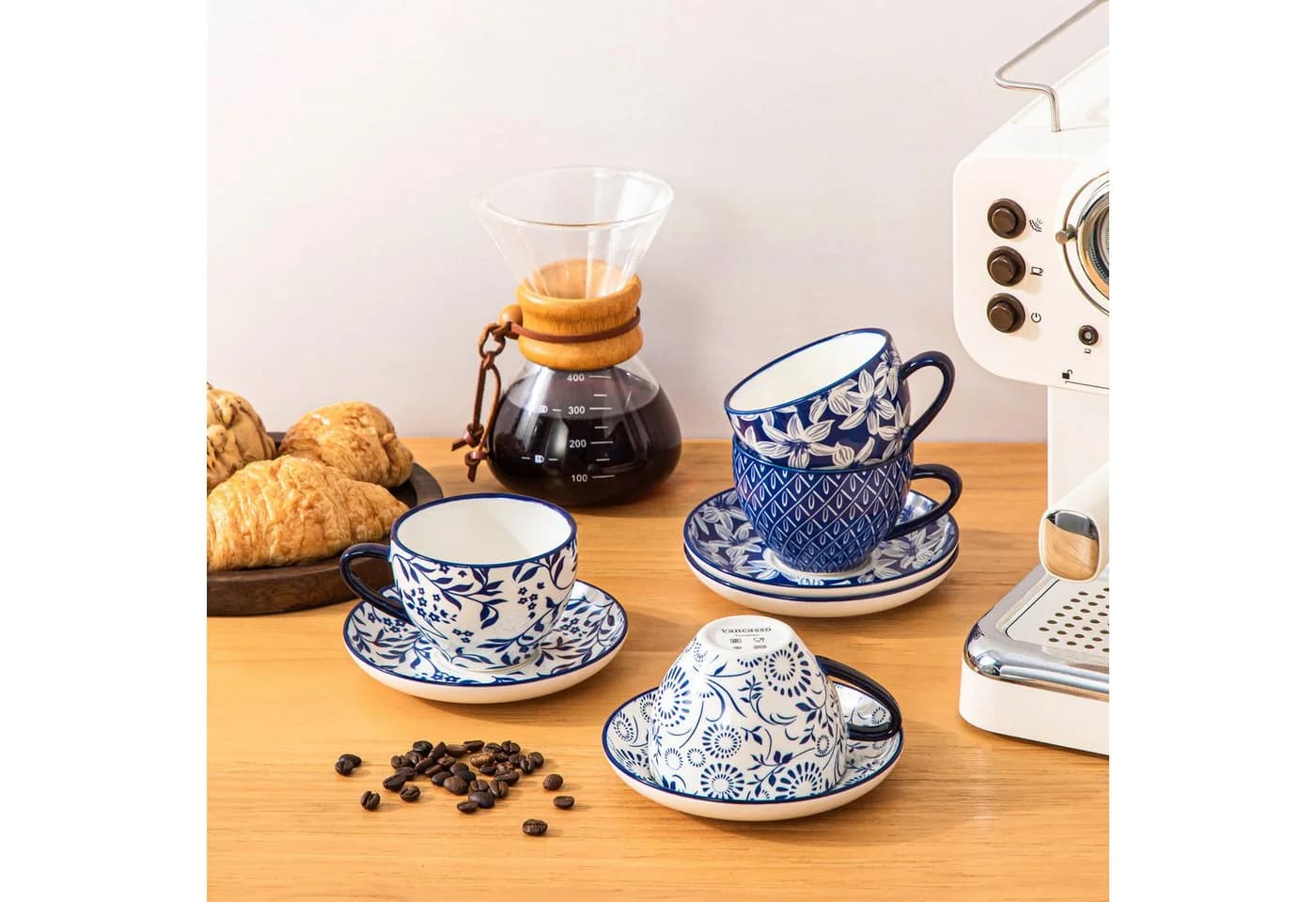 vancasso Kaffeeservice 4-tlg. Porzellan Blau/Weiß - Bild 4