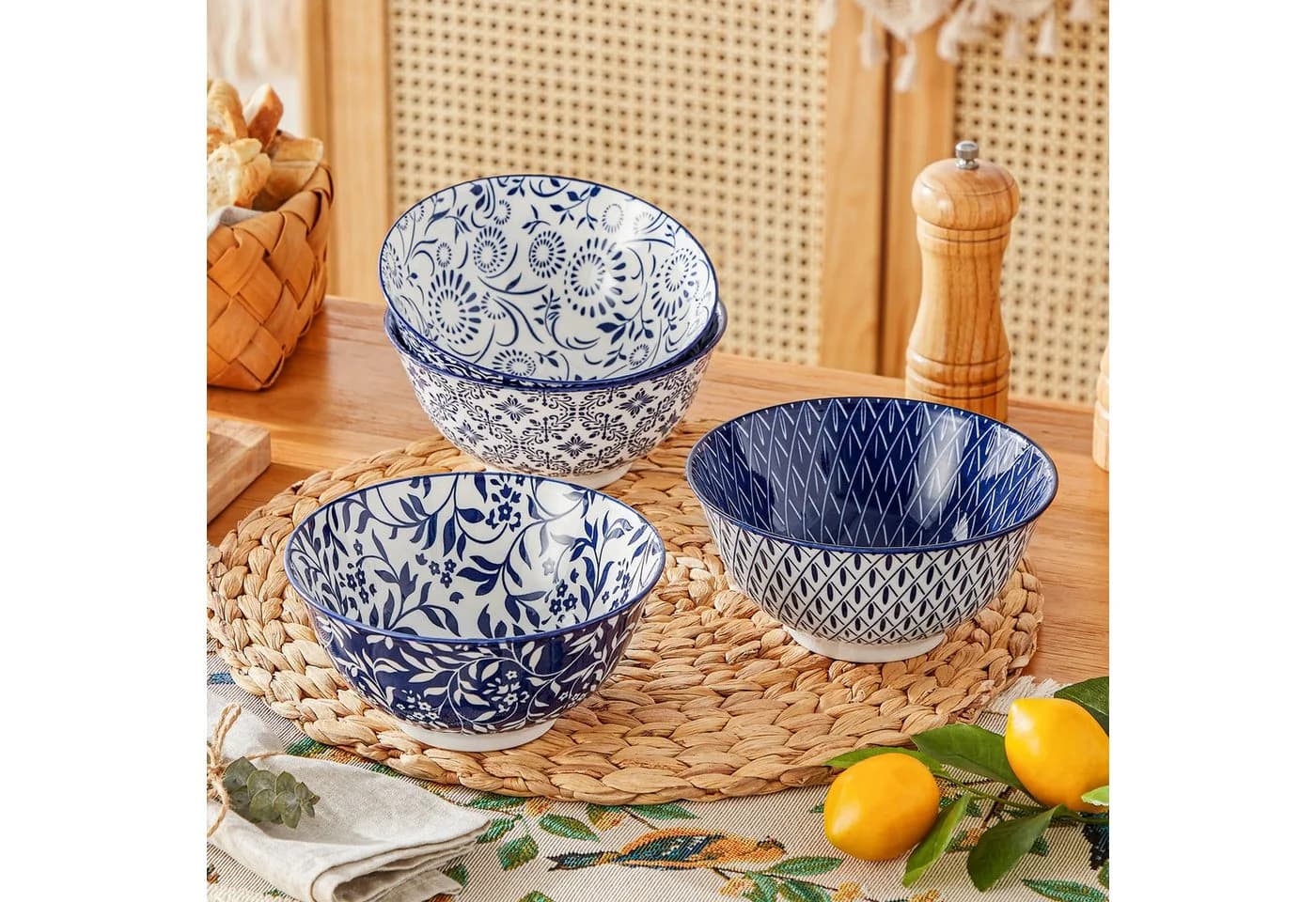 vancasso Müslischale 4-tlg. Set Blau/Weiß Porzellan - Bild 3