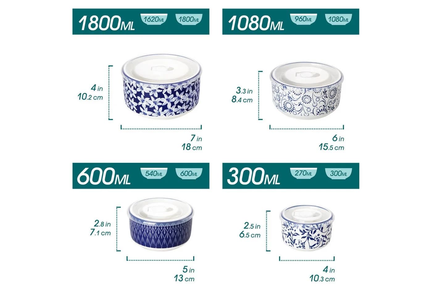 vancasso Vorratsdosen-Set 4-tlg. Porzellan Blau/Weiß
