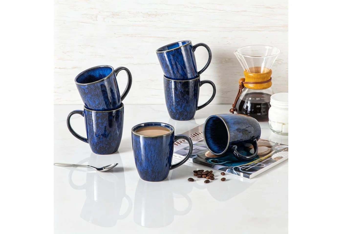 vancasso Kaffeeservice 6-tlg. Steingut blau Reaktivglasur - Bild 3