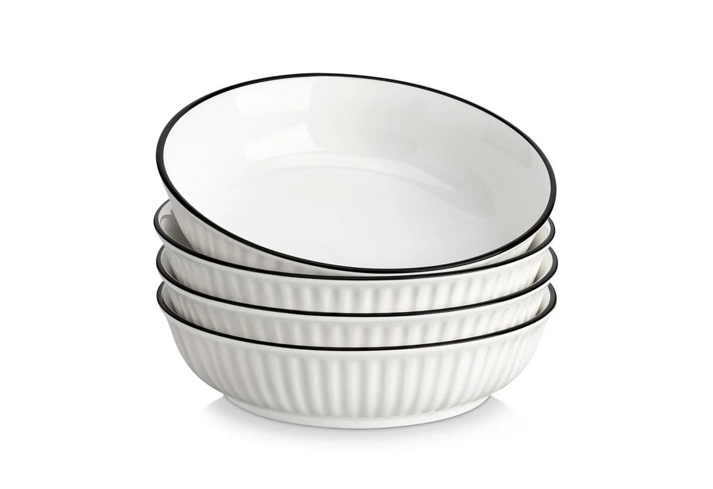 MALACASA Pastateller 4-tlg. Weiß Schwarz Porzellan Skandinavisch - Bild 2