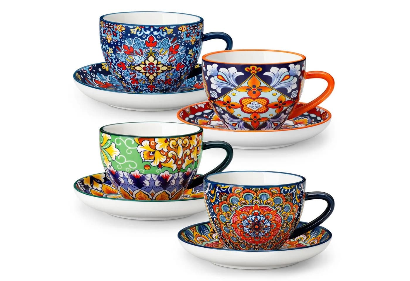 vancasso Kaffeeservice 4-tlg. Bunt Porzellan Tasse mit Unterteller - Bild 2