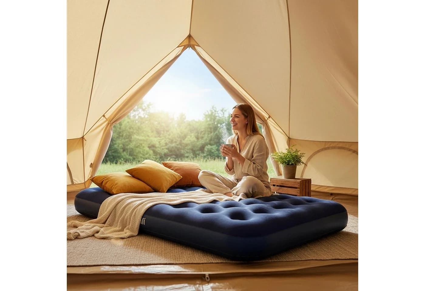 Avenli Luftbett Twin-Size Blau Beflockte Oberfläche - Bild 3