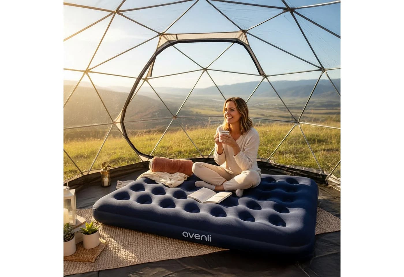 Avenli Luftbett Camping blau 191x137x22cm Double-Size - Bild 4
