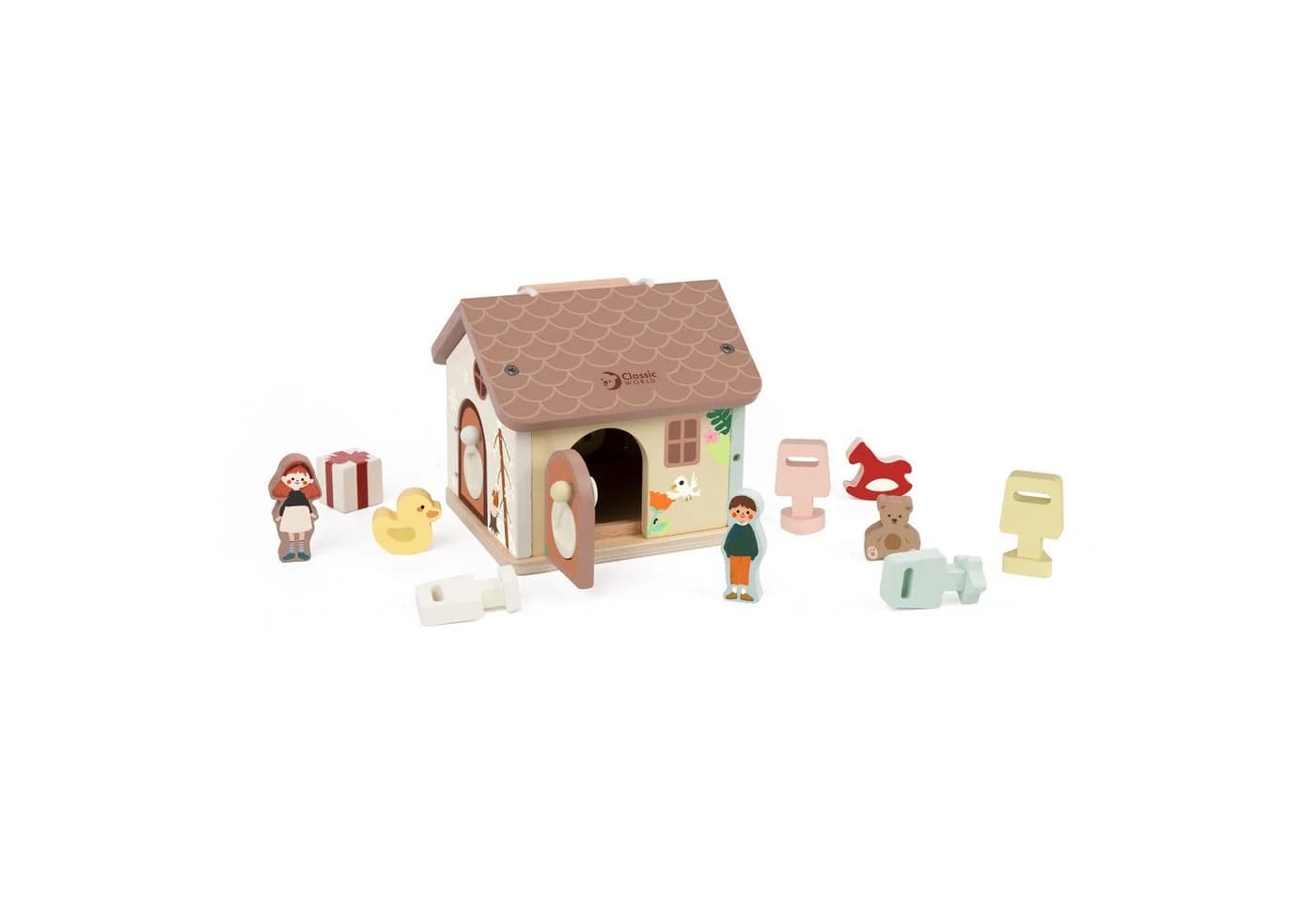 Classic World Abschließbares Holzhaus mit Schlössern und Figuren - Bild 2