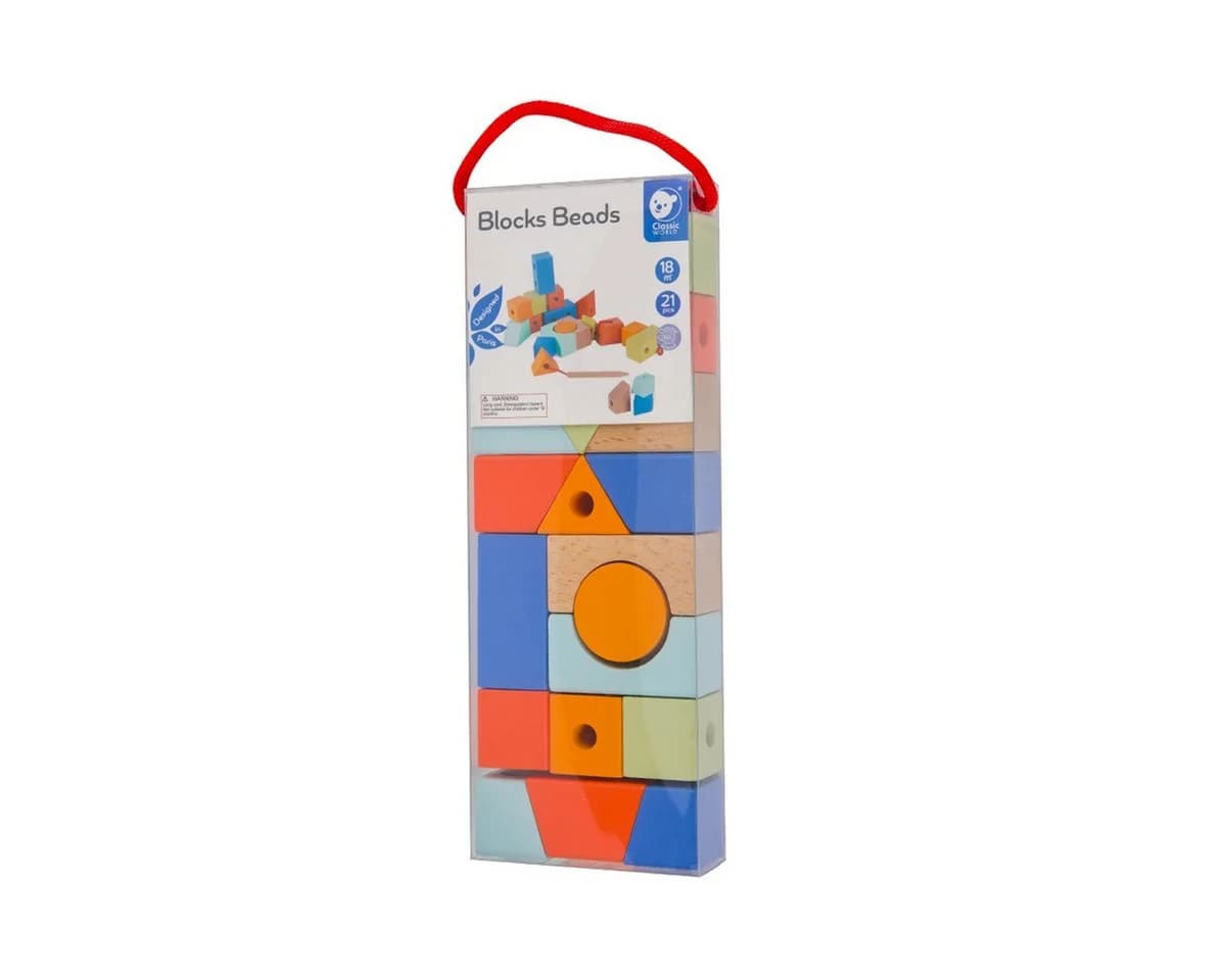 Classic World Fädelkette 20 bunte Holzklötze ab 18 Monaten - Bild 4
