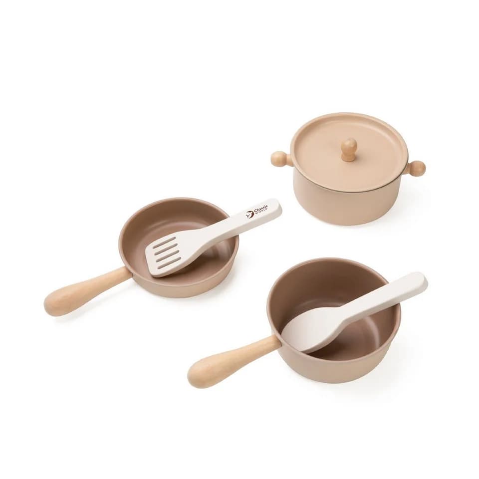 Classic World Topf-Set 6-tlg. Bunt Edelstahl Buchenholz