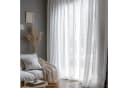 Deconovo Vorhang Voile Leinenoptik Gardinen mit Kräuselband Gardinenschal Weiß 2er Set Bild 1